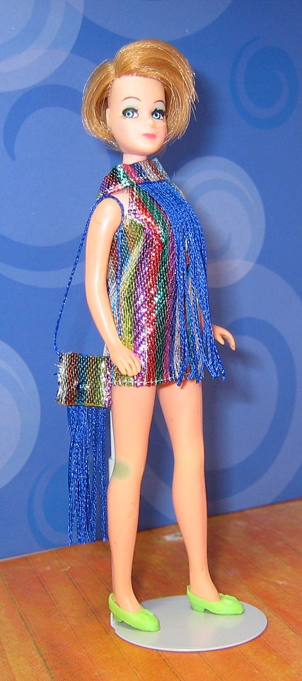 Dancing Metallic Stripes, blue fringe, purse