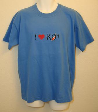 I Love Koi on Blue T-shirt