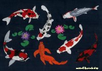 7 Koi with 2 water lilies Design #4